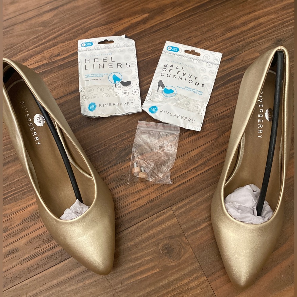 Riverberry golden short heels, S 7